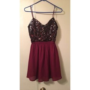 Shimmery Red Mini Dress